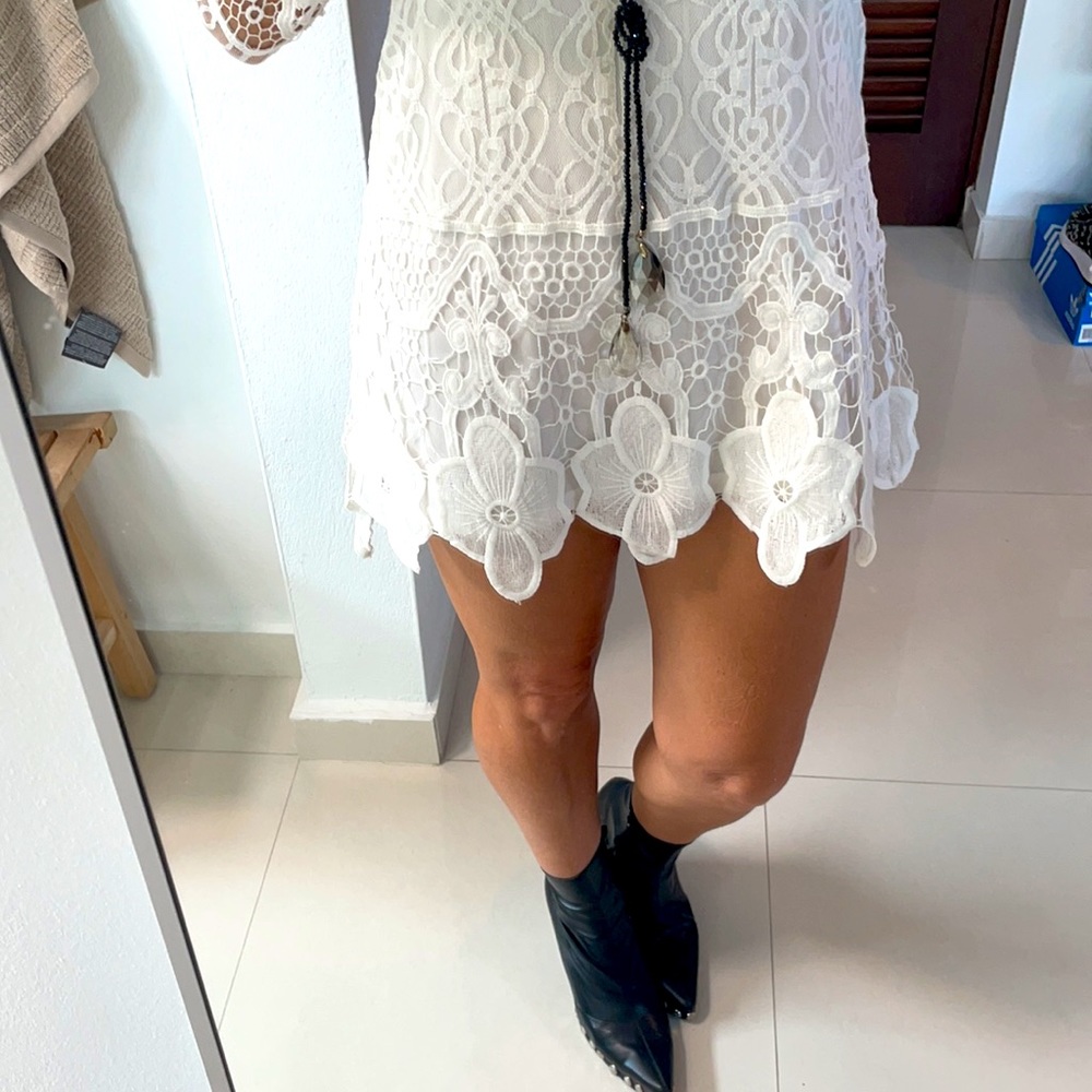 Embroidered lace bohemian mini dress